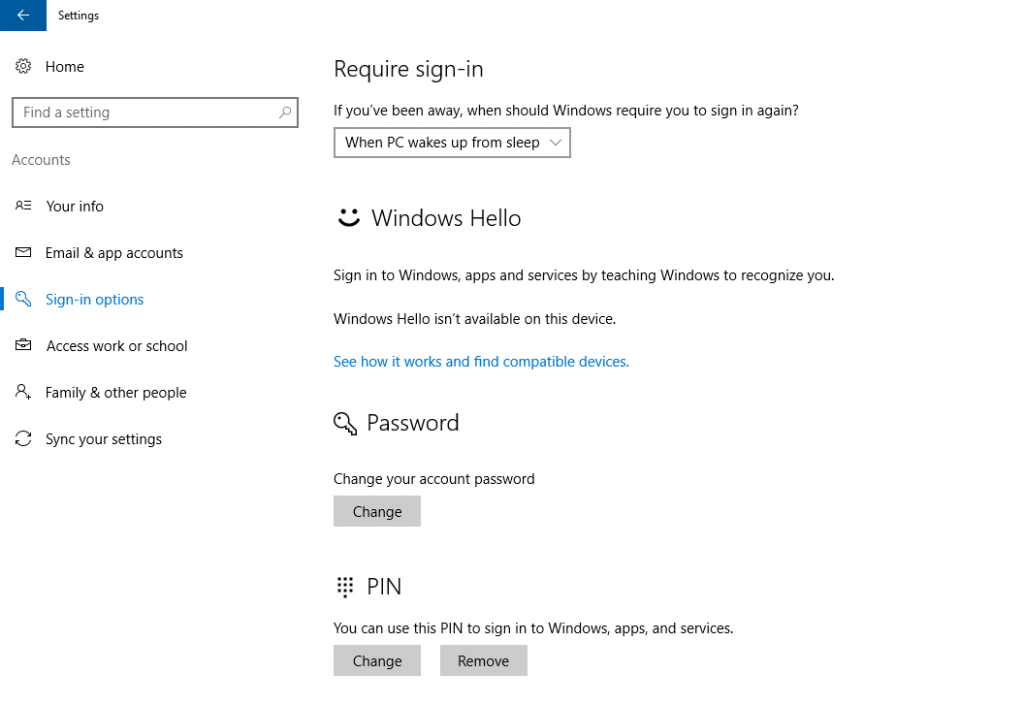 Windows Hello Options Windows Hello | Windowsgeek
